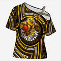 Hawthorn Hawks Cross Shoulder Shirt Indigenous Monochrome Dot Art Mascot Style