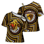Hawthorn Hawks Cross Shoulder Shirt Indigenous Monochrome Dot Art Mascot Style