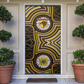 Hawthorn Hawks Door Cover Indigenous Monochrome Dot Art Mascot Style
