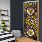 Hawthorn Hawks Door Cover Indigenous Monochrome Dot Art Mascot Style