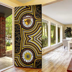 Hawthorn Hawks Door Cover Indigenous Monochrome Dot Art Mascot Style