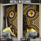 Hawthorn Hawks Door Cover Indigenous Monochrome Dot Art Mascot Style