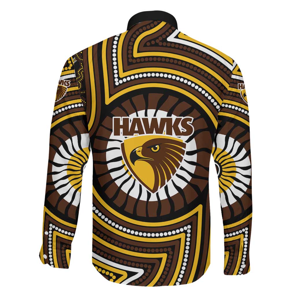 Hawthorn Hawks Family Matching Mermaid Dress and Hawaiian Shirt Indigenous Monochrome Dot Art Mascot Style