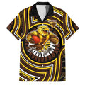 Hawthorn Hawks Family Matching Short Sleeve Bodycon Dress and Hawaiian Shirt Indigenous Monochrome Dot Art Mascot Style