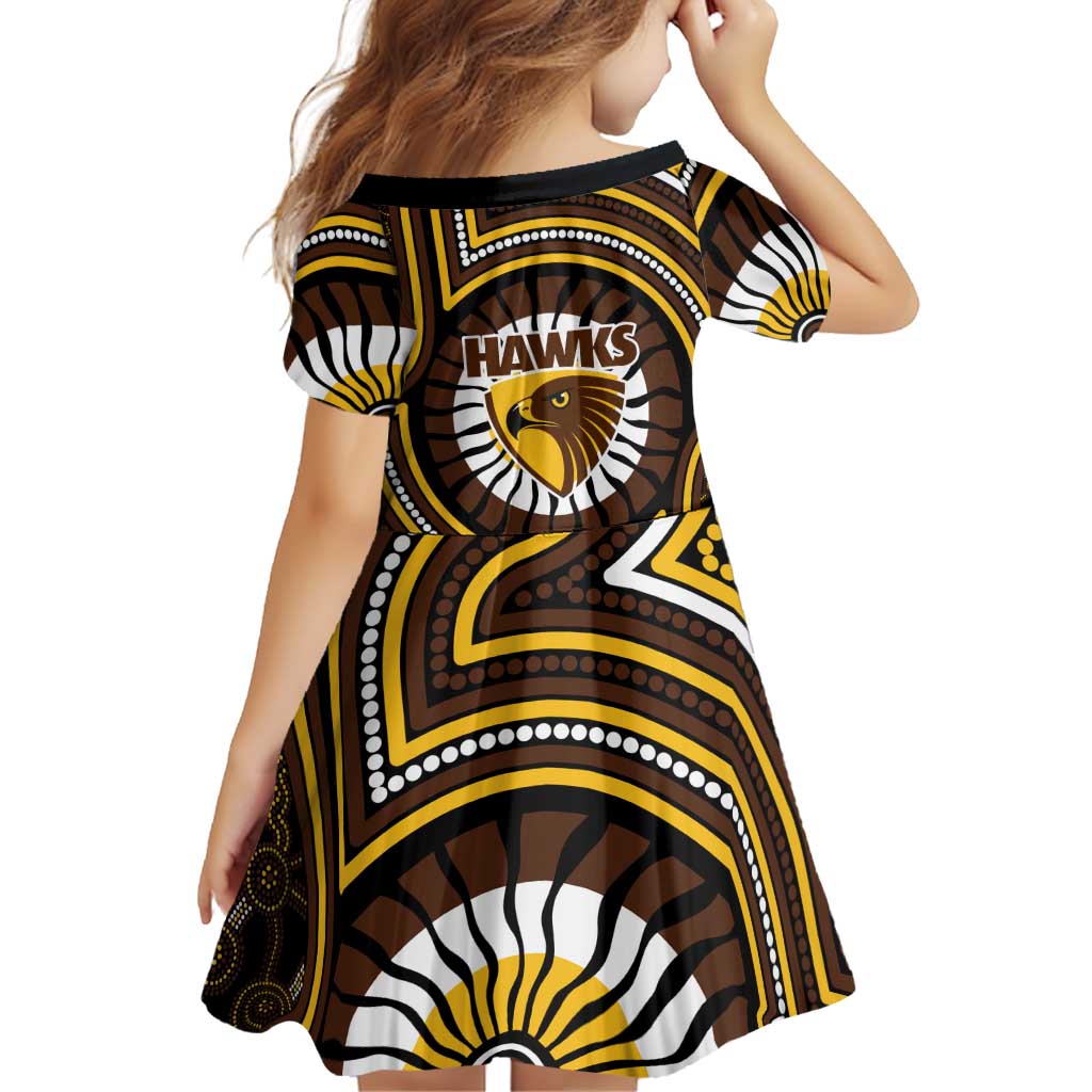 Hawthorn Hawks Family Matching Summer Maxi Dress and Hawaiian Shirt Indigenous Monochrome Dot Art Mascot Style