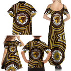 Hawthorn Hawks Family Matching Summer Maxi Dress and Hawaiian Shirt Indigenous Monochrome Dot Art Mascot Style