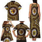 Hawthorn Hawks Family Matching Tank Maxi Dress and Hawaiian Shirt Indigenous Monochrome Dot Art Mascot Style