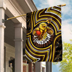Hawthorn Hawks Garden Flag Indigenous Monochrome Dot Art Mascot Style