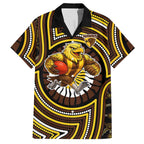 Hawthorn Hawks Hawaiian Shirt Indigenous Monochrome Dot Art Mascot Style