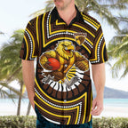 Hawthorn Hawks Hawaiian Shirt Indigenous Monochrome Dot Art Mascot Style