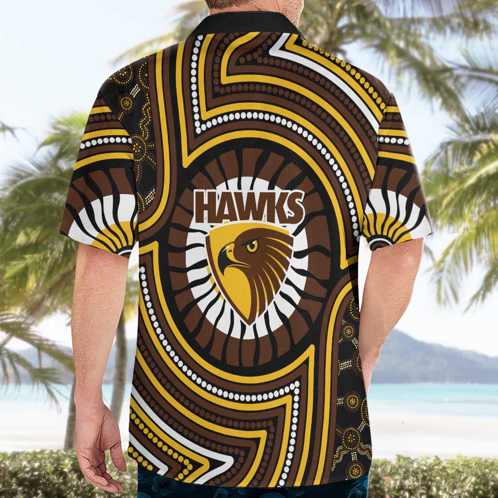 Hawthorn Hawks Hawaiian Shirt Indigenous Monochrome Dot Art Mascot Style