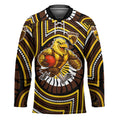 Hawthorn Hawks Hockey Jersey Indigenous Monochrome Dot Art Mascot Style