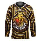 Hawthorn Hawks Hockey Jersey Indigenous Monochrome Dot Art Mascot Style
