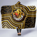 Hawthorn Hawks Hooded Blanket Indigenous Monochrome Dot Art Mascot Style