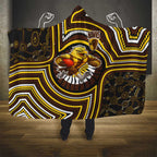 Hawthorn Hawks Hooded Blanket Indigenous Monochrome Dot Art Mascot Style