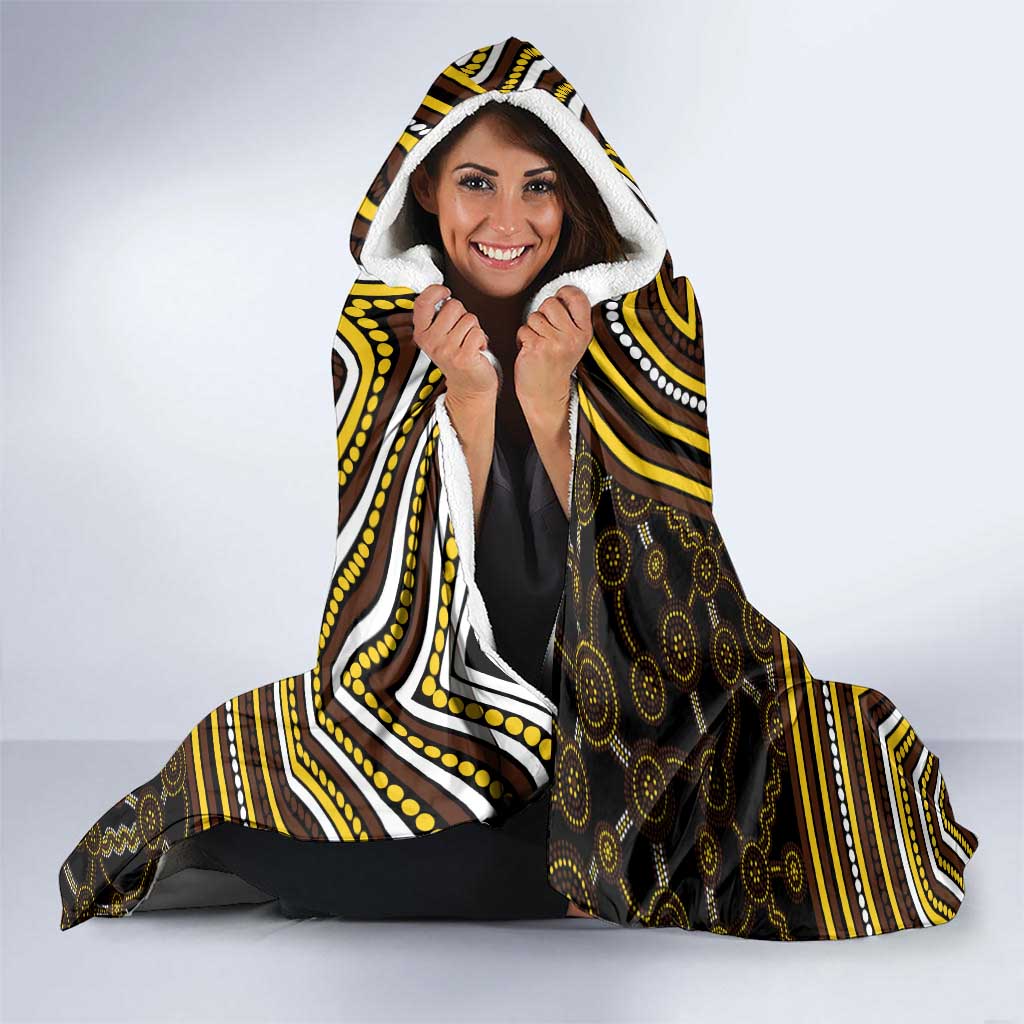 Hawthorn Hawks Hooded Blanket Indigenous Monochrome Dot Art Mascot Style