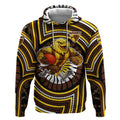 Hawthorn Hawks Hoodie Indigenous Monochrome Dot Art Mascot Style