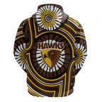 Hawthorn Hawks Hoodie Indigenous Monochrome Dot Art Mascot Style