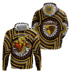 Hawthorn Hawks Hoodie Indigenous Monochrome Dot Art Mascot Style