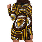 Hawthorn Hawks Hoodie Dress Indigenous Monochrome Dot Art Mascot Style