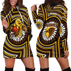 Hawthorn Hawks Hoodie Dress Indigenous Monochrome Dot Art Mascot Style