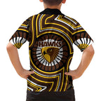 Hawthorn Hawks Kid Hawaiian Shirt Indigenous Monochrome Dot Art Mascot Style