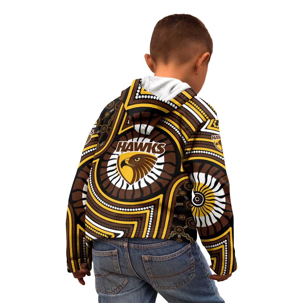Hawthorn Hawks Kid Hoodie Indigenous Monochrome Dot Art Mascot Style