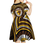 Hawthorn Hawks Kid Short Sleeve Dress Indigenous Monochrome Dot Art Mascot Style