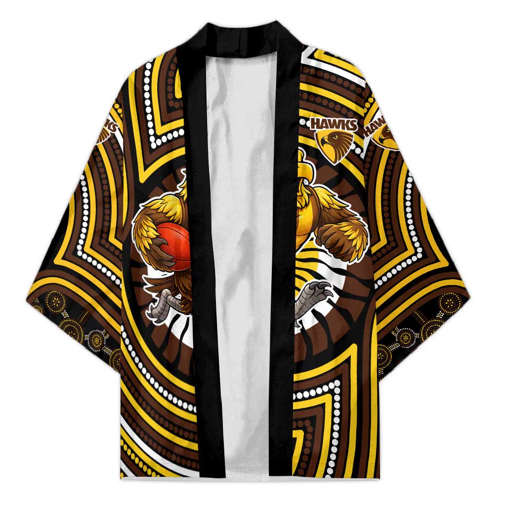 Hawthorn Hawks Kimono Indigenous Monochrome Dot Art Mascot Style