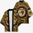 Hawthorn Hawks Kimono Indigenous Monochrome Dot Art Mascot Style