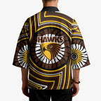 Hawthorn Hawks Kimono Indigenous Monochrome Dot Art Mascot Style