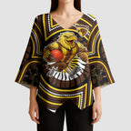 Hawthorn Hawks Kimono Sleeve Blouse Indigenous Monochrome Dot Art Mascot Style