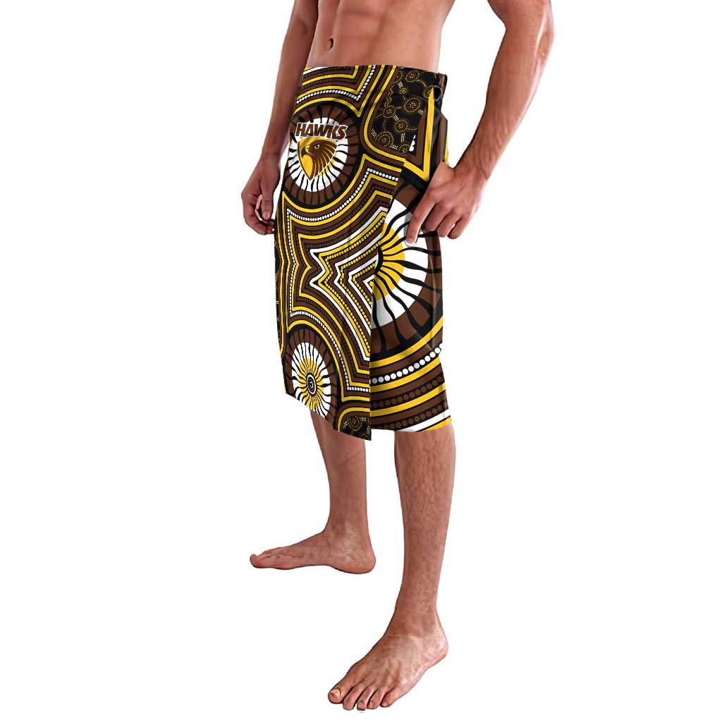 Hawthorn Hawks Lavalava Indigenous Monochrome Dot Art Mascot Style