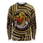 Hawthorn Hawks Long Sleeve Shirt Indigenous Monochrome Dot Art Mascot Style