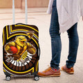 Hawthorn Hawks Luggage Cover Indigenous Monochrome Dot Art Mascot Style