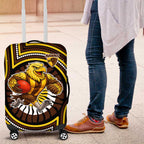 Hawthorn Hawks Luggage Cover Indigenous Monochrome Dot Art Mascot Style