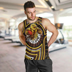 Hawthorn Hawks Men Tank Top Indigenous Monochrome Dot Art Mascot Style