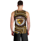 Hawthorn Hawks Men Tank Top Indigenous Monochrome Dot Art Mascot Style