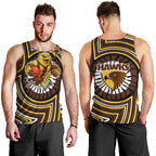 Hawthorn Hawks Men Tank Top Indigenous Monochrome Dot Art Mascot Style