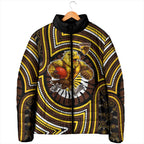 Hawthorn Hawks Padded Jacket Indigenous Monochrome Dot Art Mascot Style