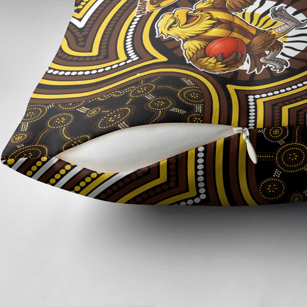Hawthorn Hawks Pillow Cover Indigenous Monochrome Dot Art Mascot Style
