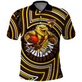 Hawthorn Hawks Polo Shirt Indigenous Monochrome Dot Art Mascot Style