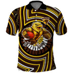 Hawthorn Hawks Polo Shirt Indigenous Monochrome Dot Art Mascot Style
