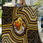 Hawthorn Hawks Quilt Indigenous Monochrome Dot Art Mascot Style