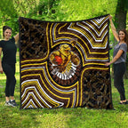 Hawthorn Hawks Quilt Indigenous Monochrome Dot Art Mascot Style