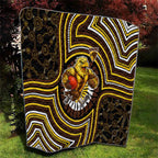 Hawthorn Hawks Quilt Indigenous Monochrome Dot Art Mascot Style