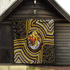 Hawthorn Hawks Quilt Indigenous Monochrome Dot Art Mascot Style
