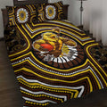 Hawthorn Hawks Quilt Bed Set Indigenous Monochrome Dot Art Mascot Style