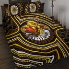 Hawthorn Hawks Quilt Bed Set Indigenous Monochrome Dot Art Mascot Style