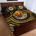 Hawthorn Hawks Quilt Bed Set Indigenous Monochrome Dot Art Mascot Style